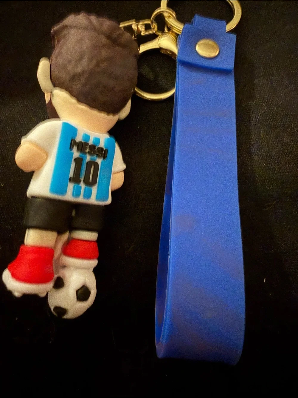 FIFA World Cup Blue Soccer Keychain with Player Charm - Lionel Messi